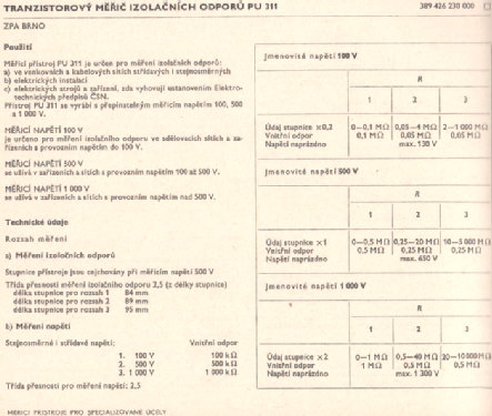 Tranzistor meric izolacnich odp PU 311; Metra Blansko; (ID = 1784731) Equipment