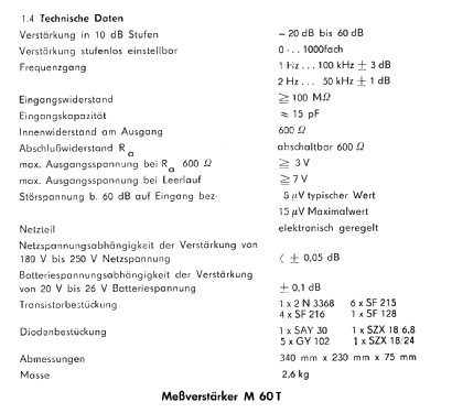 Meßverstärker M60T; Metra Mess- und (ID = 2309745) Equipment