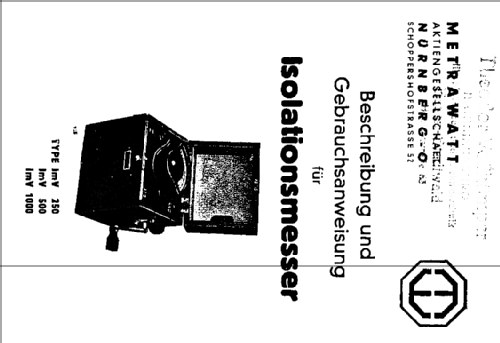 Isolationsmessgerät ImV 500 ; Metrawatt, BBC Goerz (ID = 297419) Ausrüstung