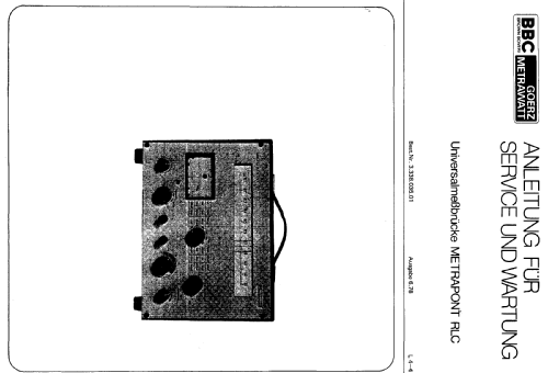 Metrapont RLC 2; Metrawatt, BBC Goerz (ID = 837059) Equipment