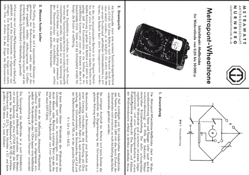 Metrapont-Wheatstone ; Metrawatt, BBC Goerz (ID = 281004) Equipment