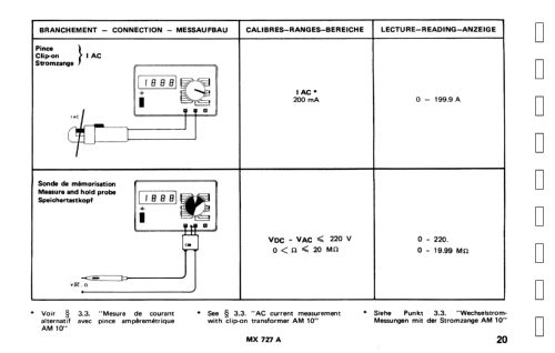 Digital Multimeter MX727A -1, -2, -21; Metrix, Compagnie (ID = 1980165) Equipment