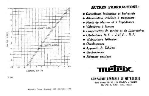 Multimètre 462 C; Metrix, Compagnie (ID = 1682353) Equipment