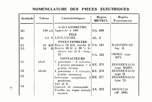 Transistormètre 301; Metrix, Compagnie (ID = 2370688) Equipment