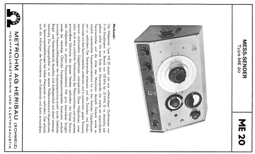 HF-Generator - Meßsender ME20; Metrohm AG; Herisau (ID = 2211367) Equipment