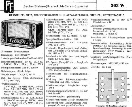 303W; Metz Transformatoren (ID = 1013492) Radio
