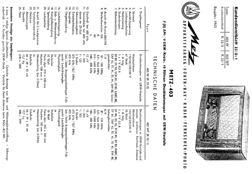403WF; Metz Transformatoren (ID = 436700) Radio