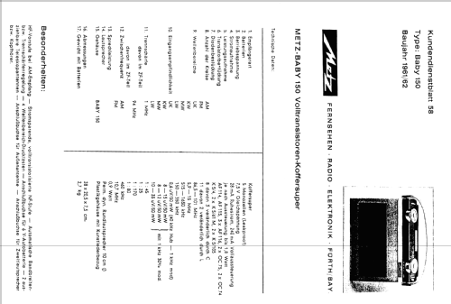 Baby 150; Metz Transformatoren (ID = 1407237) Radio