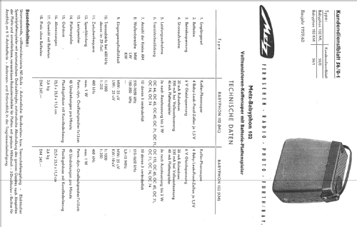 Babyphon 102 ; Metz Transformatoren (ID = 1050358) Radio