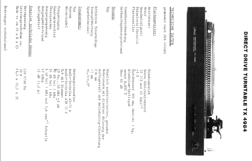 Direct Drive Turntable TX-4984; Metz Transformatoren (ID = 791726) R-Player