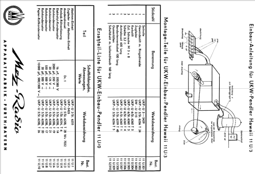 Hawaii UKW-Einsatz UKP 11U/0+llU/3; Metz Transformatoren (ID = 1757321) Converter