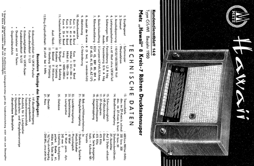 Hawaii W ; Metz Transformatoren (ID = 383180) Radio