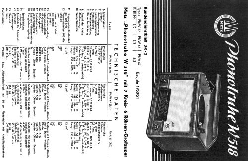 Musikschrank / Phonotruhe W518; Metz Transformatoren (ID = 1756759) Radio