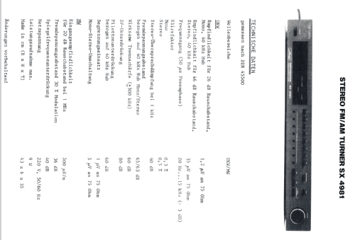 Stereo AM/FM Tuner SX-4981; Metz Transformatoren (ID = 791066) Radio