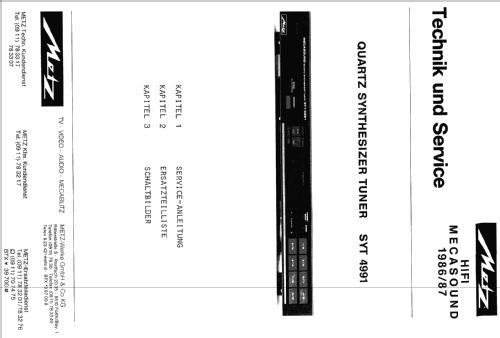 Mecasound Quartz-Synthesizer-Tuner SYT 4991; Metz Transformatoren (ID = 1037435) Radio