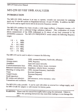 HF/VHF SWR Analyzer MFJ-259; MFJ Enterprises; (ID = 2923081) Amateur-D