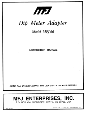 Dip Meter Adapter MFJ-66; MFJ Enterprises; (ID = 2923123) Equipment