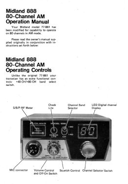 80 Channel Mobile Transceiver 888; Midland (ID = 2992854) Citizen