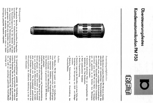 Kondensatormikrofon PM750; Mikrofontechnik (ID = 624543) Mikrofon/TA