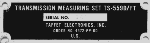 Transmission Measuring Set TS-559D/FT; MILITARY U.S. (ID = 1373184) Equipment
