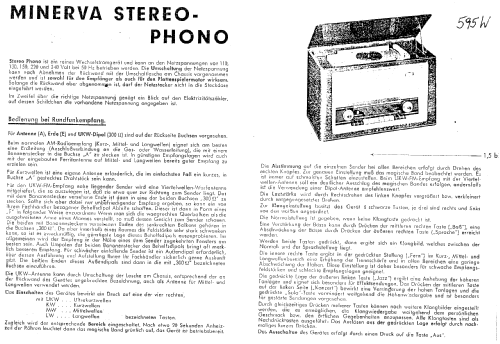 Stereo-Phono 595W; Minerva-Radio (ID = 1000156) Radio