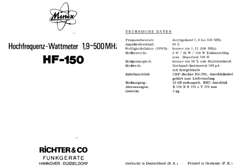 RF Watt Meter / RF Dummy Load HF-150; Minix, Hannover (ID = 2681628) Equipment