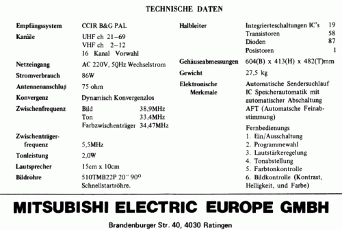 Farbfernseher CT-2003GM; Mitsubishi Electric (ID = 1147072) Televisión