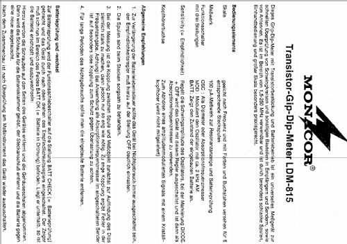 Transistor Dip Meter LDM-815; Monacor, Bremen (ID = 1205482) Equipment