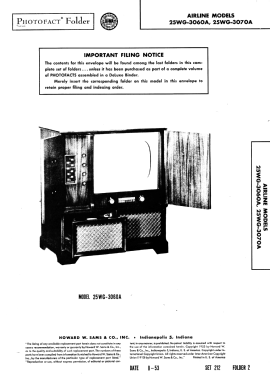 Airline 25WG-3070A; Montgomery Ward & Co (ID = 3188134) Television
