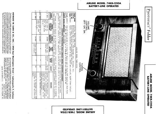 Airline 74KR-1210A Order= 62 A 1210M; Montgomery Ward & Co (ID = 989011) Radio