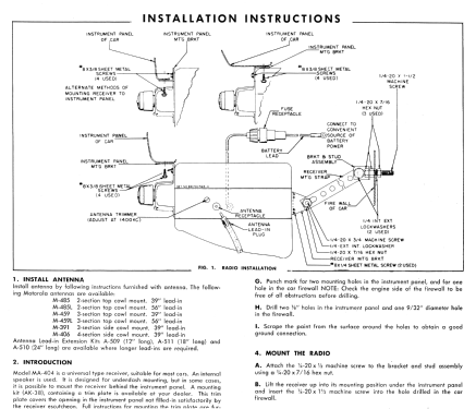 Auto Radio MA-404; Motorola Canada Ltd. (ID = 2207138) Car Radio