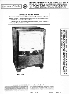 21F2 Ch= TS-292, A, B, HS-316; Motorola Inc. ex (ID = 3134114) Televisore