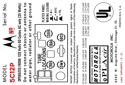 5C12P Ch= HS-658; Motorola Inc. ex (ID = 3071845) Radio