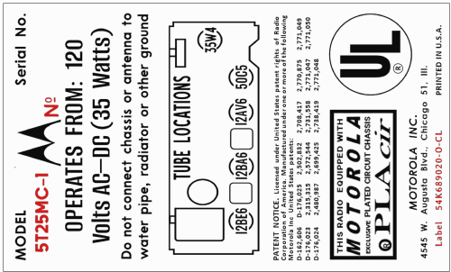 5T25MC-1 Ch= HS-629; Motorola Inc. ex (ID = 3030904) Radio