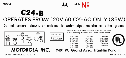 C24B Ch= HS-998; Motorola Inc. ex (ID = 3070838) Radio