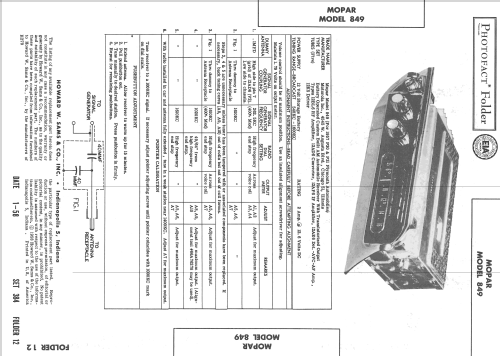 MoPar 849 Plymouth P30,P31; Motorola Inc. ex (ID = 2507200) Car Radio