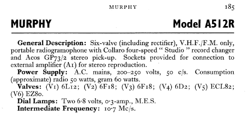 A512R; Murphy Radio Ltd.; (ID = 597931) Radio