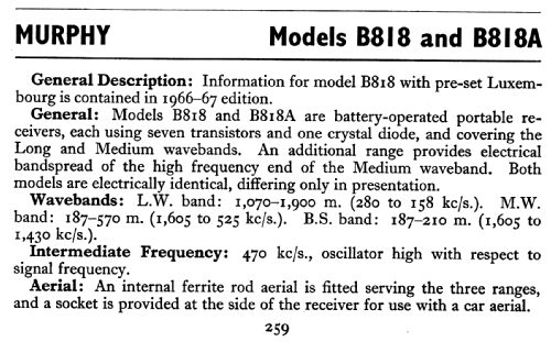 B818; Murphy Radio Ltd.; (ID = 810851) Radio