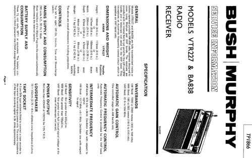 BA838; Murphy Radio Ltd.; (ID = 2301963) Radio