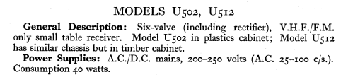 U502; Murphy Radio Ltd.; (ID = 584789) Radio