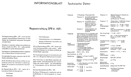 Semiprofessionelle Regieeinrichtung SPR6-HiFi; Musikelectronic (ID = 2439962) Verst/Mix