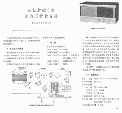 San Qin 三勤 62-1; Nanjing 南京无线电工... (ID = 810050) Radio