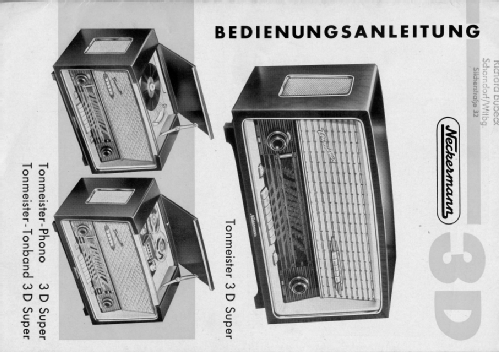 Tonmeister 3D Super 3956 Art. Nr. 101/50; Neckermann-Versand (ID = 2574468) Radio