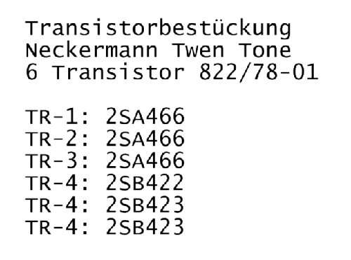 Twen Tone - 6 Transistor 822/78-01; Neckermann-Versand (ID = 2843236) Radio