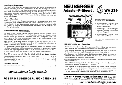 Adapter-Prüfgerät WA239 ; Neuberger, Josef; (ID = 890196) Equipment