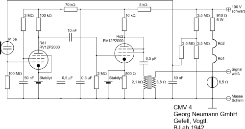 Kondensator-Mikrofon CMV4; Neumann & Co, Georg; (ID = 806810) Microfono/PU