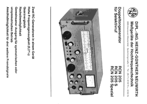 Doppeltongenerator für Selektivruf RCN 205 Spezial; Neuwirth, Dipl.-Ing. (ID = 1971881) Equipment