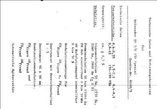 Messsender MS 3/U 150 Spez.; Neuwirth, Dipl.-Ing. (ID = 680889) Equipment