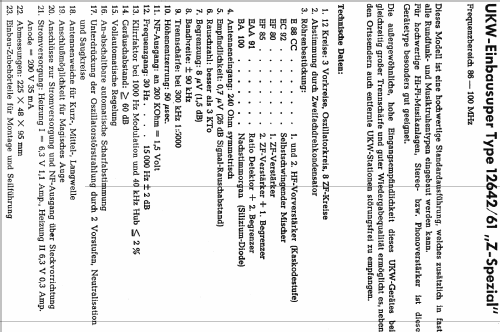 UKW-Einbausuper 12642/61 Z-Spezial; Nogoton, (ID = 32179) Radio
