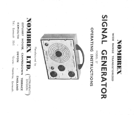 Signal Generator 27; Nombrex Ltd., (ID = 1257059) Equipment